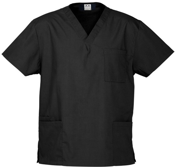 H10612 Unisex Classic Scrubs Top Black