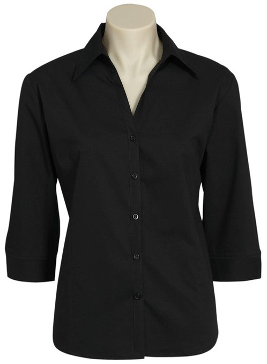 LB7300 Ladies Metro 3/4 Sleeve Shirt Black