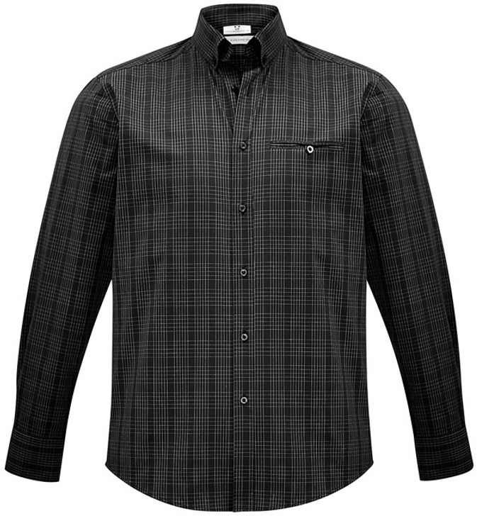 S820ML Mens Harper Long Sleeve Shirt Black/Silver