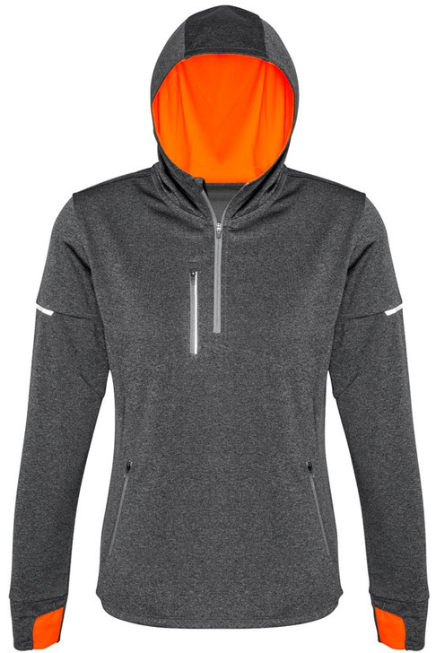 SW635L Ladies Pace Hoodie Grey/Fluoro Orange