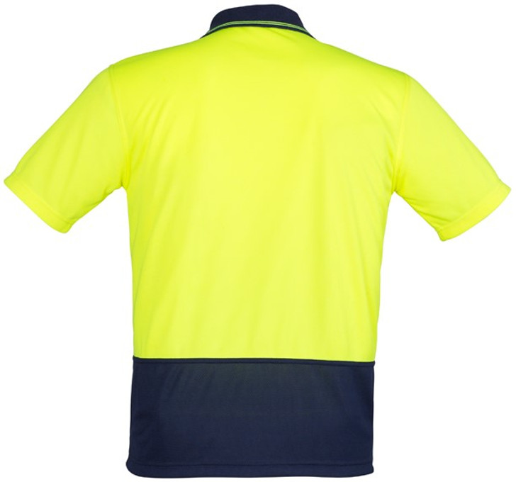 Syzmik Workwear ZH231 Unisex Hi Vis Basic Spliced S/S Polo Yellow/Navy Back