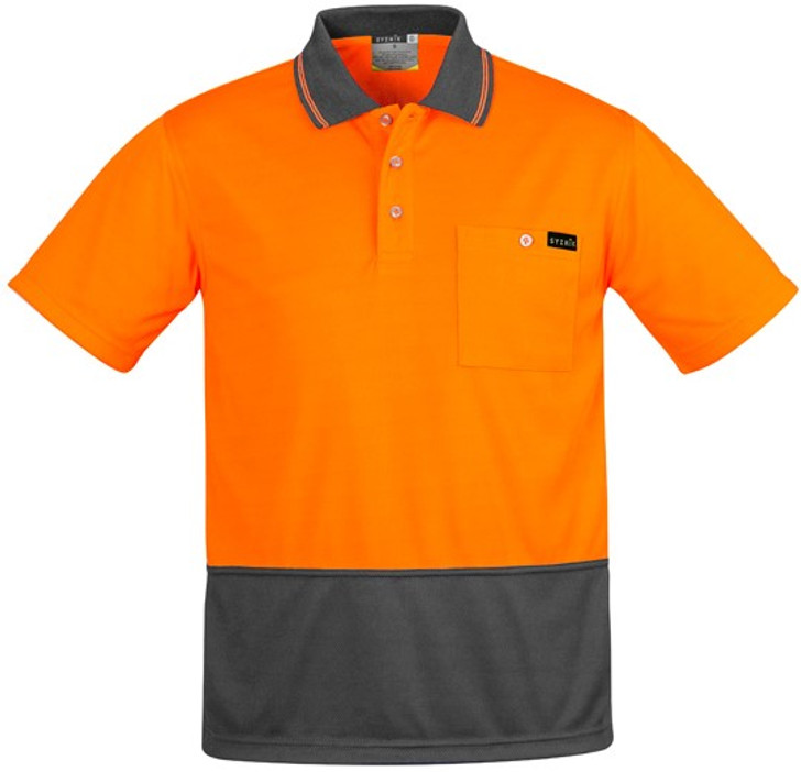 Syzmik Workwear ZH415 Mens Comfort Back S/S Polo Orange/Charcoal