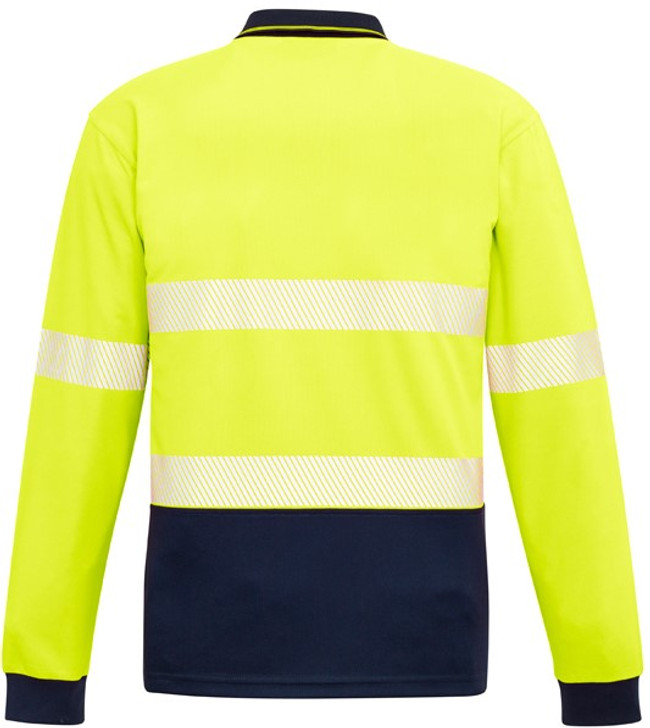 Syzmik Workwear ZH530 Unisex Hi Vis Segmented L/S Polo - Hoop Taped Yellow/Navy Back