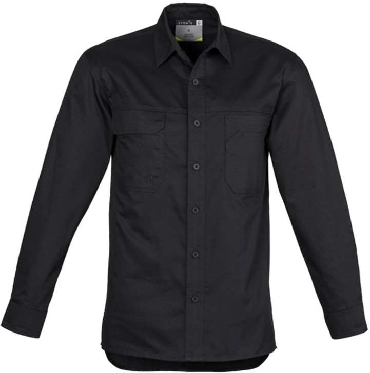 Syzmik Workwear ZW121 Mens Lightweight Tradie L/S Shirt Black