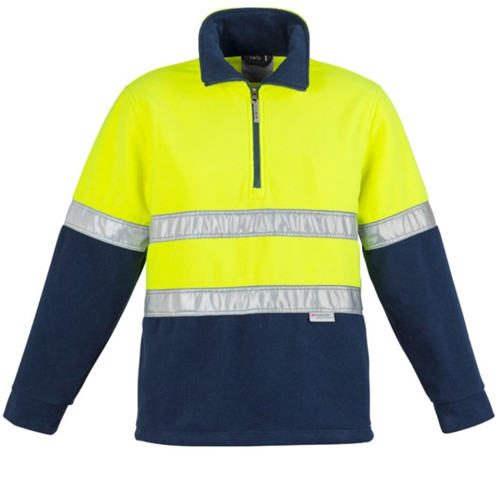 Syzmik Workwear ZT461 Mens Hi Vis Fleece Jumper - Hoop Taped Yellow/Navy