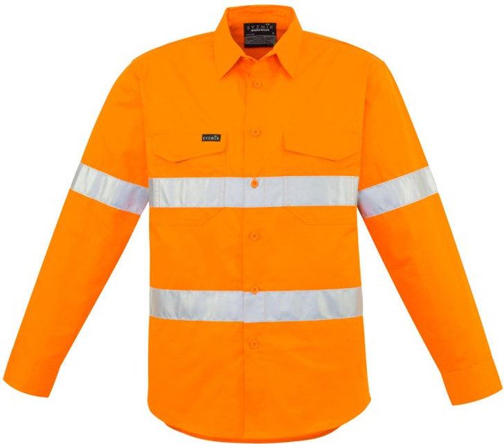 Syzmik Workwear ZW640 Mens Hi Vis Hoop Taped Shirt Orange