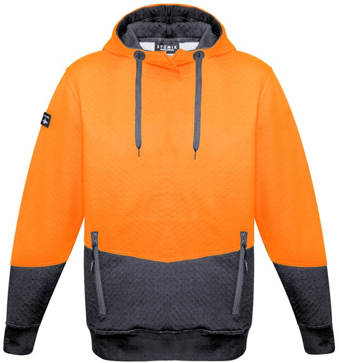 Syzmik Workwear ZT477 Unisex Hi Vis Textured Jacquard Hoodie Orange/Charcoal