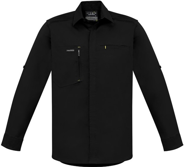 Syzmik Workwear ZW350 Mens Streetworx Stretch L/S Shirt Black