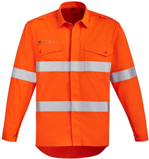 Syzmik Workwear Orange Flame HRC 2 Front Spliced Shirt ZW145