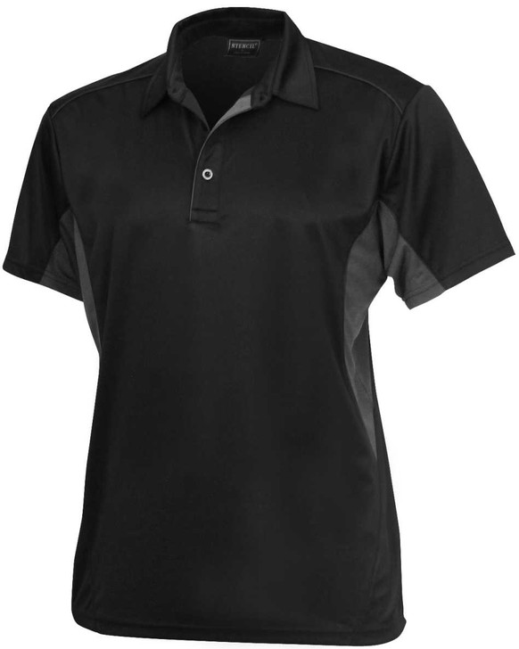 1061 Stencil Freshen Mens S/S Polo Black/Charcoal