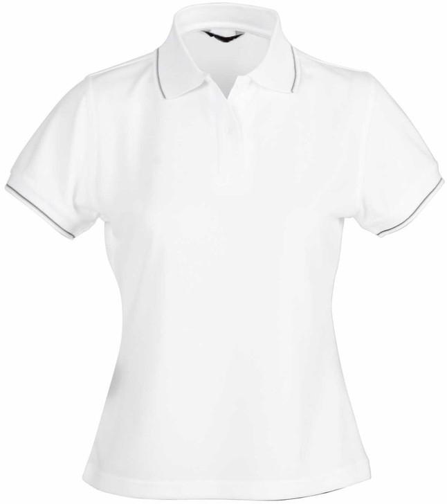 1110D Stencil Lightweight Cooldry Ladies S/S Polo White/Navy