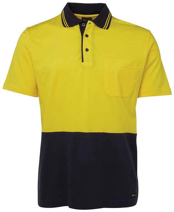 6CPHV JB's Wear Hi Vis S/S Cotton Polo Yellow/Navy