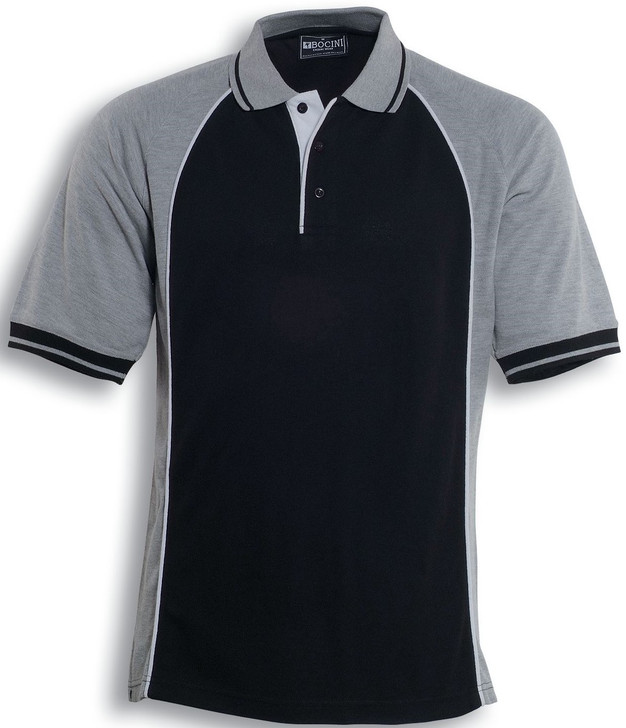 CP0434 Men's Panel Polo Black/Grey/White