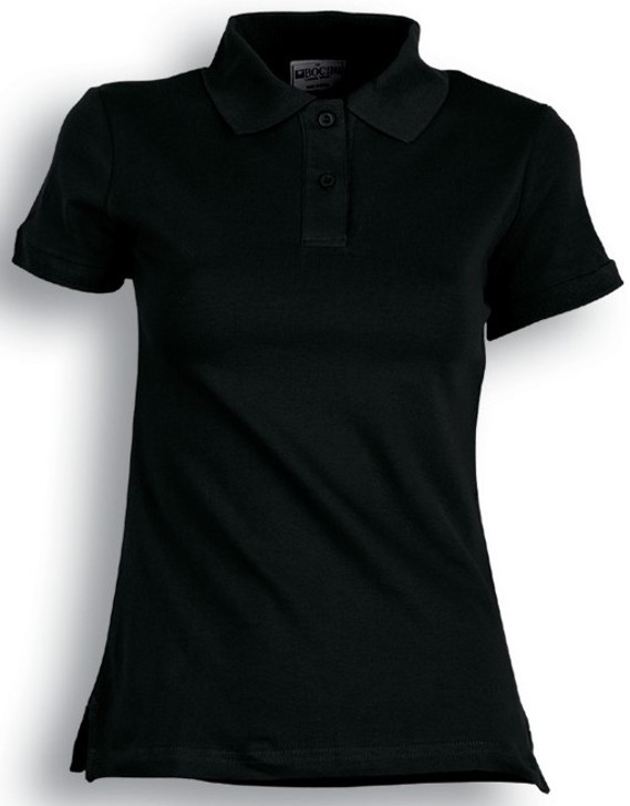 CP0756 Ladies Pique Knit Fitted Cotton / Spandex Polo Black