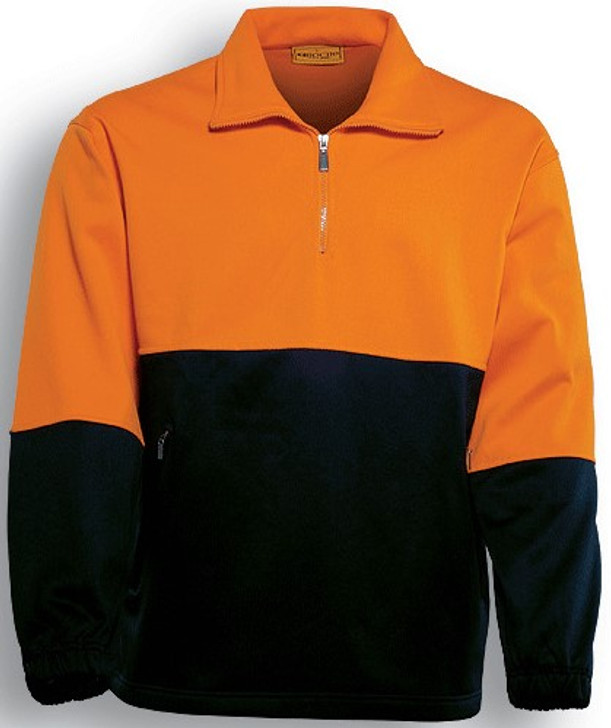 SJ0411 Bocini Adults Hi-Vis 1/2 Zip Fleece Orange/Black