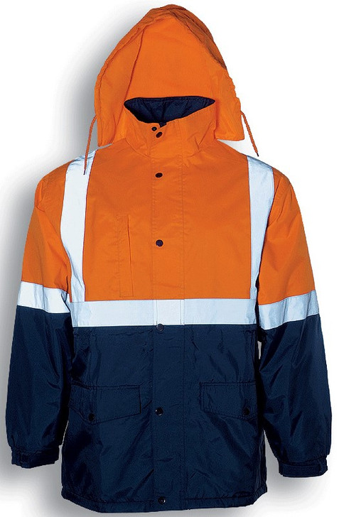 SJ0430 Bocini Adults Hi-Vis Polar Fleece Lined Jacket With Reflective Tape Orange/Navy