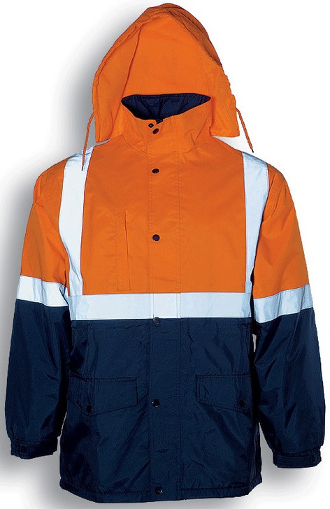 SJ0432 Bocini Adults Hi-Vis Mesh Lining Jacket With Reflective Tape Orange/Navy