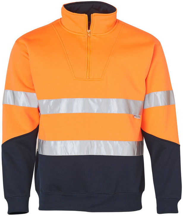 SW14 AIW Hi-Vis L/S Fleecy Collar Sweater 3M Tapes Orange/Navy