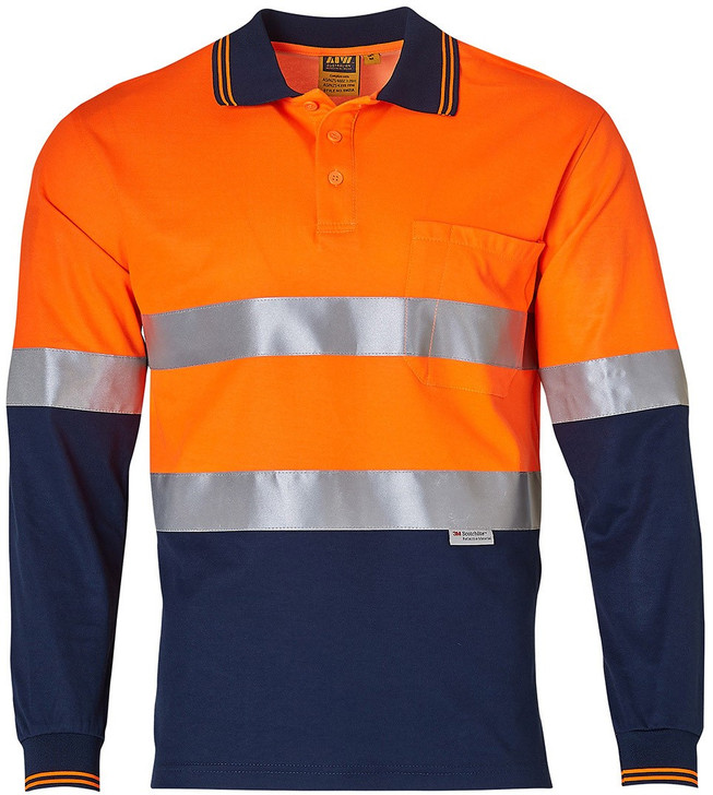 SW21A AIW Men's Truedry Safety L/S 3M Tape Orange/Navy