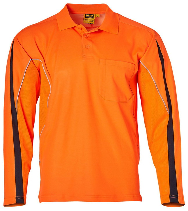 SW33A AIW Men's Truedry L/S Hi-Vis Polo Orange/Navy