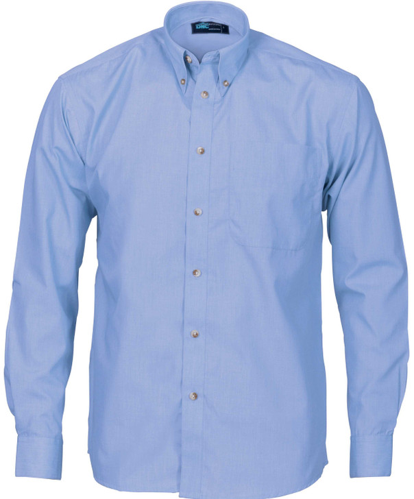 4122 DNC Polyester Cotton Chambray Business Shirt - Long Sleeve Chambray