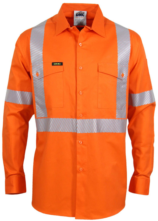 3646 DNC HiVis Segment Taped Coolight "X" Back Shirt Orange