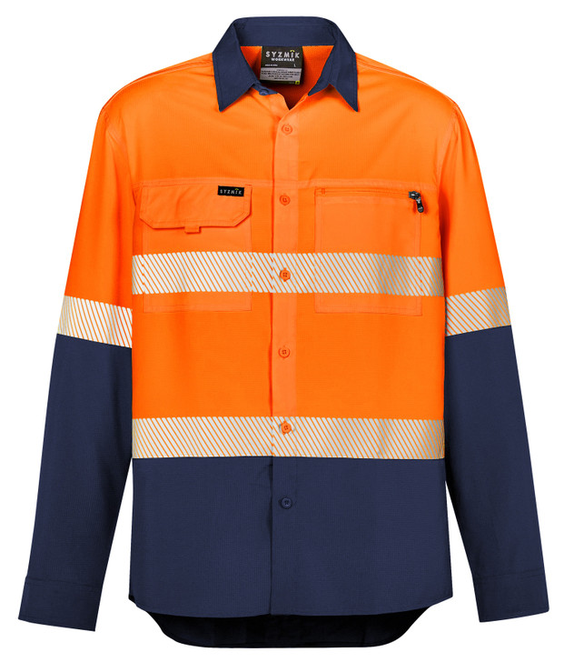 Syzmik Men's Hi Vis Outdoor Segmented Tape Long Sleeve Shirt ZW470