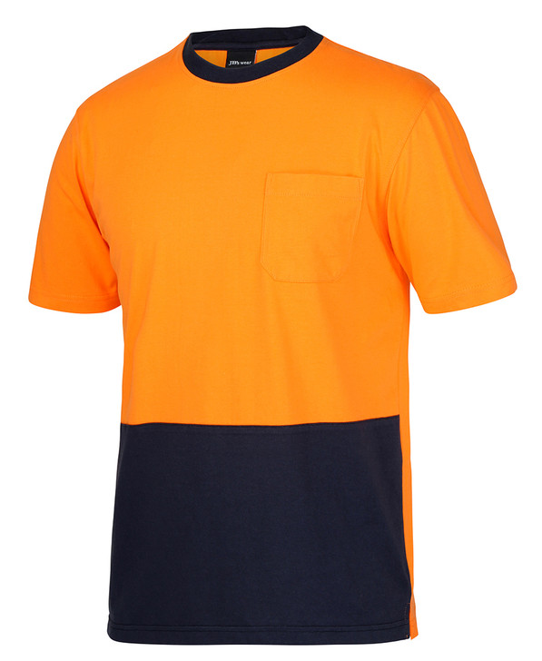 6HVTC JB's Hi Vis Crew Neck Cotton T-Shirt Orange/Navy