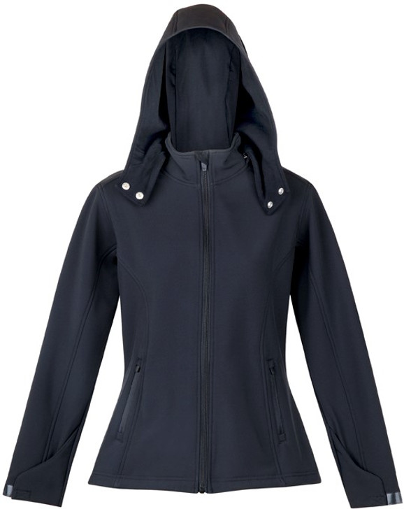 J483LD Ladies Soft Shell Hooded Jacket Black