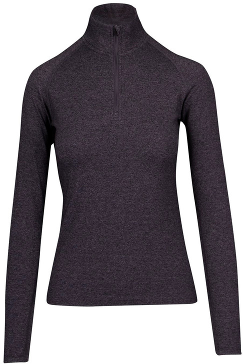 F389LD Ladies Greatness Half Zip Mock Neck Dark Heather