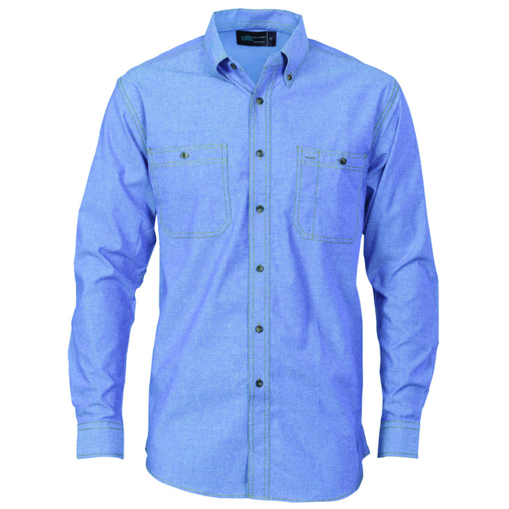 4102 DNC Cotton Chambray Shirt Twin Pocket Long Sleeve