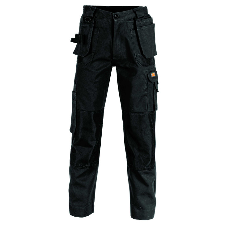 3337 DNC Duratex Cotton Duck Weave Tradies Cargo Pants with Twin Holster Tool Pocket Black