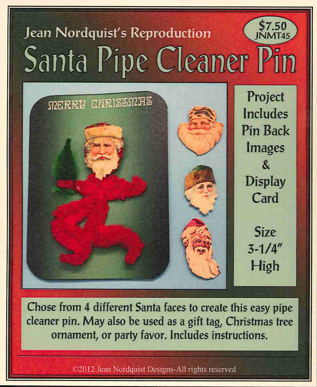 Santa Pipe Cleaner Pin - JNMT45