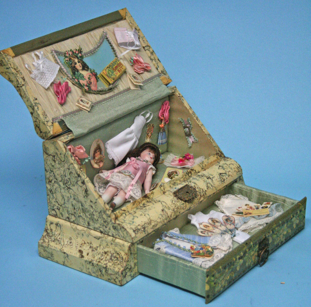 Repurposing Victorian Celluloid Boxes for Doll Display - VPDJN77