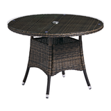 Bentley 110 Dia Dining Table - Brown Weave - Glass Top