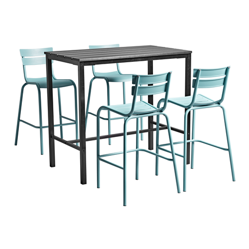 Arini Light Blue Poseur Dining Set