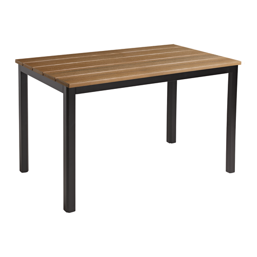 EKO Black Rectangular Dining Aluminium Troy Table - Golden Oak Top 119x69cm