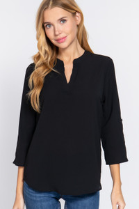 3/4 Roll Up Slv Woven Blouse        -41147