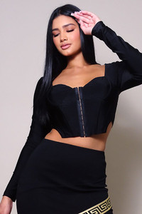 Long Sleeve Corset Top-40977 Long Sleeve Corset Top-40977