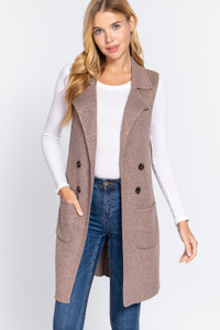 Sleeveless Long Sweater Vest        -40867