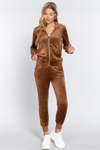 Faux Fur Jacket & Jogger Pants Set   -40996 Faux Fur Jacket & Jogger Pants Set   -40996