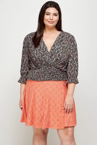 Plus Size, Ditsy Floral Print Blouse Top-40609 Plus Size, Ditsy Floral Print Blouse Top-40609