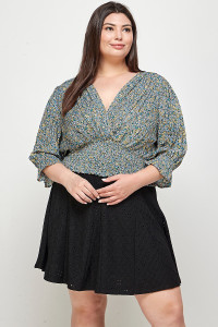 Plus Size, Ditsy Floral Print Blouse Top-40608 Plus Size, Ditsy Floral Print Blouse Top-40608