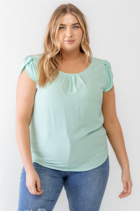 Plus Koshibo Textured Cap Sleeve Top-41997 Plus Koshibo Textured Cap Sleeve Top-41997