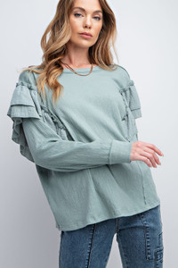 Double Ruffle Sleeves Top-42675 Double Ruffle Sleeves Top-42675