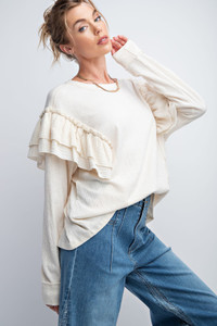 Double Ruffle Sleeves Top-42674 Double Ruffle Sleeves Top-42674