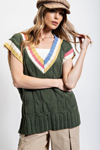 Multi Color Knitted Sweater Vest-42672 Multi Color Knitted Sweater Vest-42672
