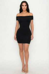 Off Shoulder Mini Dress With Open Back      -55765