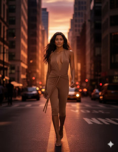 Capri Jumpsuit Openback Tie Neck-56047