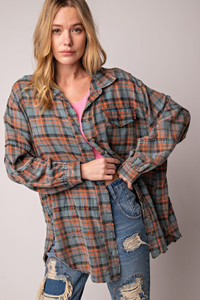 Mineral Washed Plaid Shirt-41812 Mineral Washed Plaid Shirt-41812
